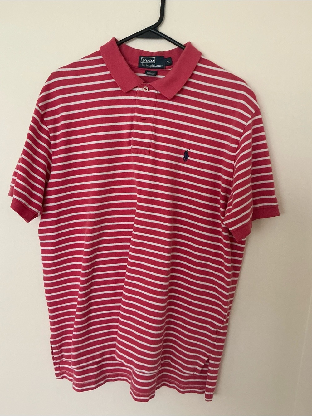 Polo by Ralph Lauren Pink and White Striped Short-Sleeve Polo